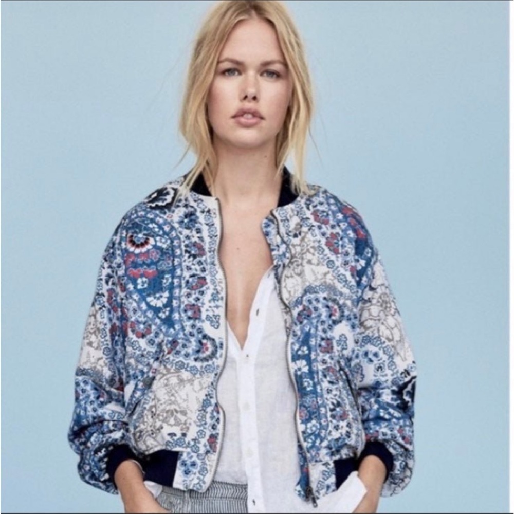Free People Daytrip Printed Bomber Jacket - Picture 1 of 7